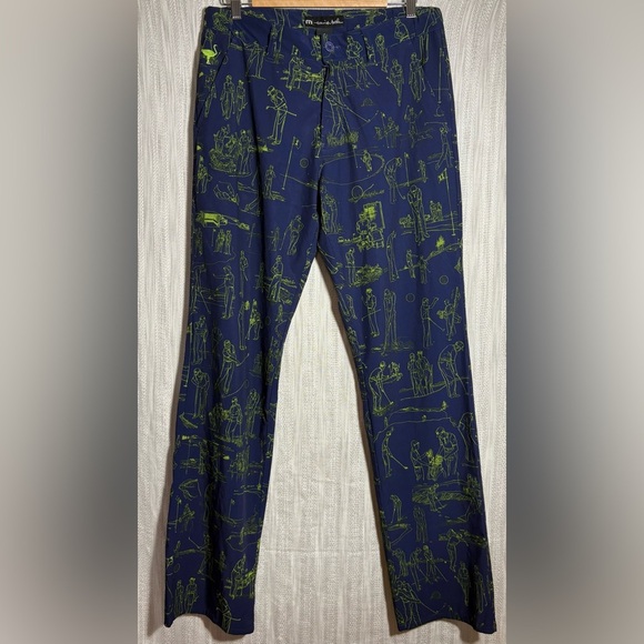 Travis Mathew Navy and Lime Graphic Chinos - Picture 1 of 4